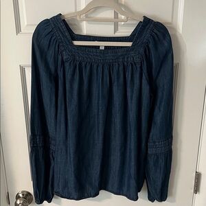 LC Lauren Conrad | Indigo Denim Square Neck Blouse  Size Medium